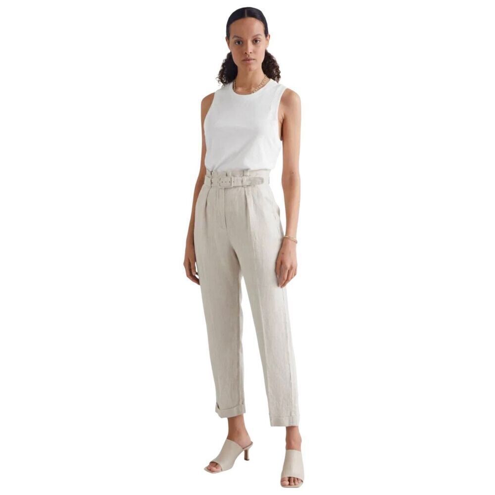 & Other stories belted high waist linen pants US 4